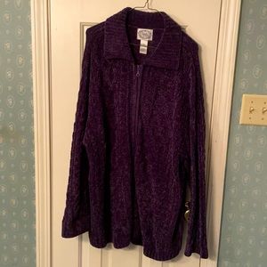 Plus size Deep Purple Zip-up Sweater